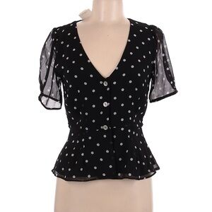 Aritzia Wilfred Black Polka Dot Women's Top